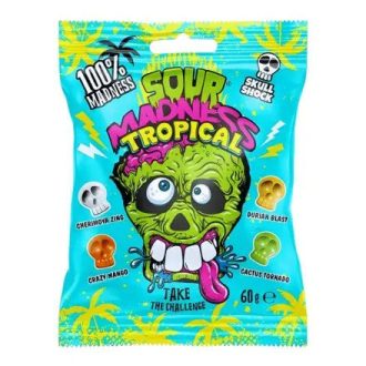   Sour Madness Tropical savanyú trópusi gyümölcs ízű keménycukorka 60g