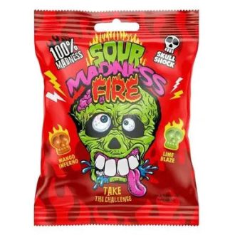   Sour Madness Fire Extra savanyú és csípős koponya alakú keménycukorka 60g